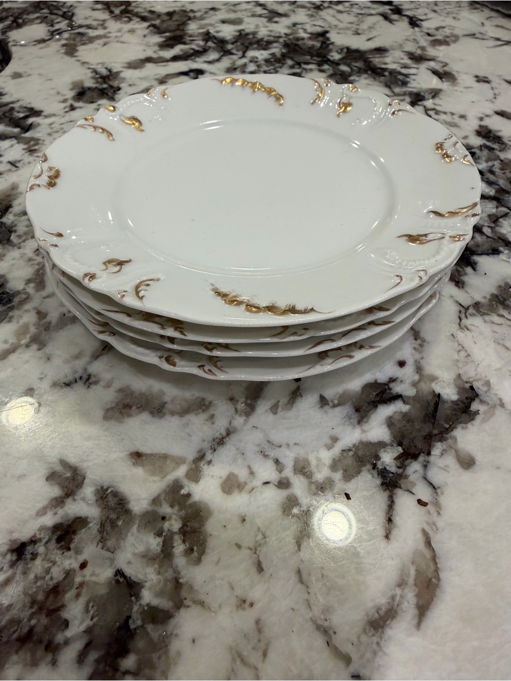 Antique 1890s Leon Sazerat Limoges France 6” Scalloped Plate-Heavy Gold Qty 4